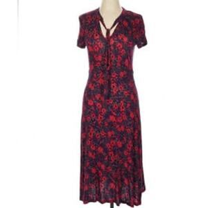 ModCloth  Dress Women's XXS Tie Front Retro Floral Swing Valentine's Going Out